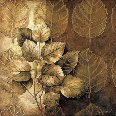 Leaf Patterns III Black Modern Wood Framed Art Print with Double Matting by Thompson, Linda