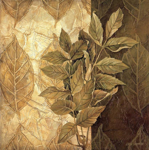 Leaf Patterns IV Black Ornate Wood Framed Art Print with Double Matting by Thompson, Linda