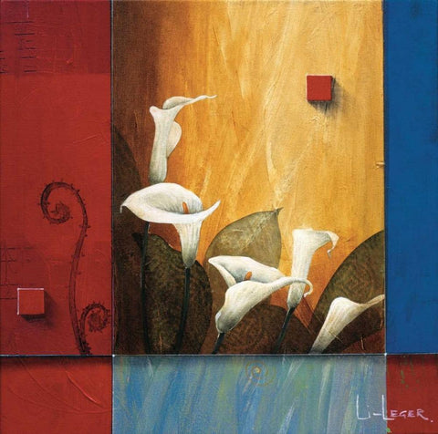 Tranquil Garden White Modern Wood Framed Art Print with Double Matting by Li-Leger, Don