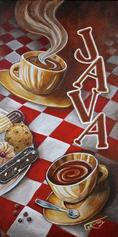 Java Moment White Modern Wood Framed Art Print with Double Matting by Grundy, Stephen