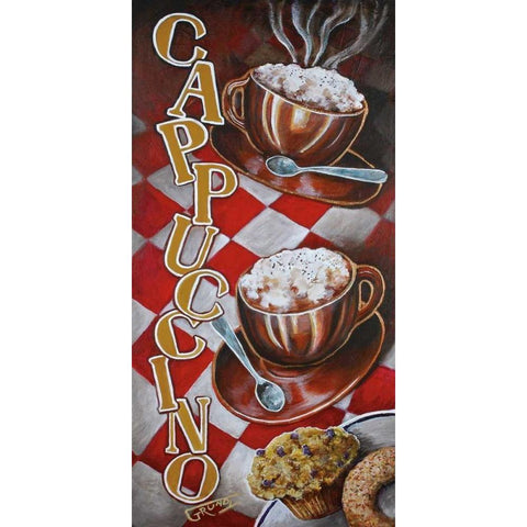 Cappuccino for Two Black Modern Wood Framed Art Print with Double Matting by Grundy, Stephen