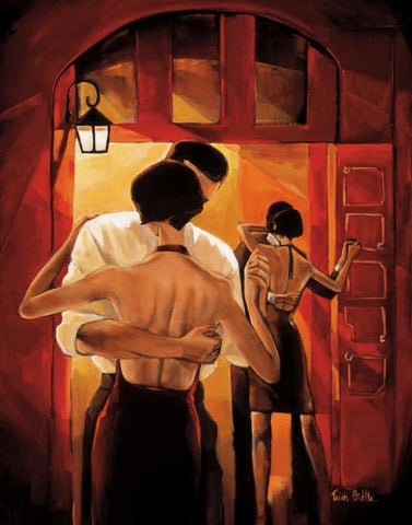 Tango Shop I White Modern Wood Framed Art Print with Double Matting by Biddle, Trish