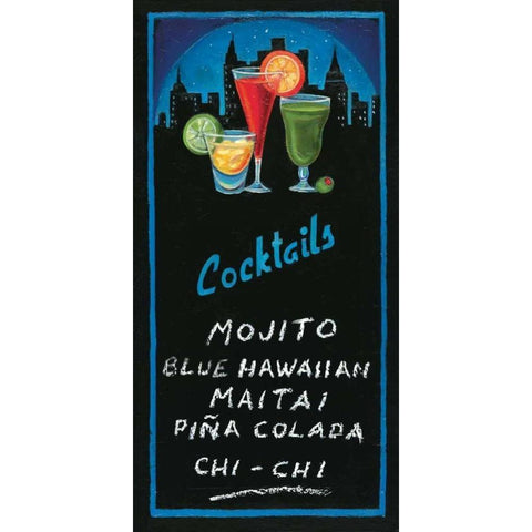 Cocktails Black Modern Wood Framed Art Print with Double Matting by Rafuse, Will