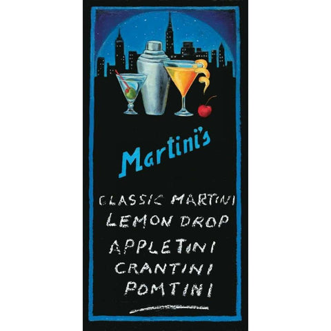 Martinis White Modern Wood Framed Art Print by Rafuse, Will