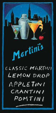 Martinis White Modern Wood Framed Art Print with Double Matting by Rafuse, Will