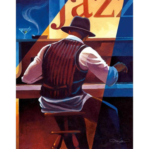 Ragtime Black Modern Wood Framed Art Print with Double Matting by Mallett, Keith