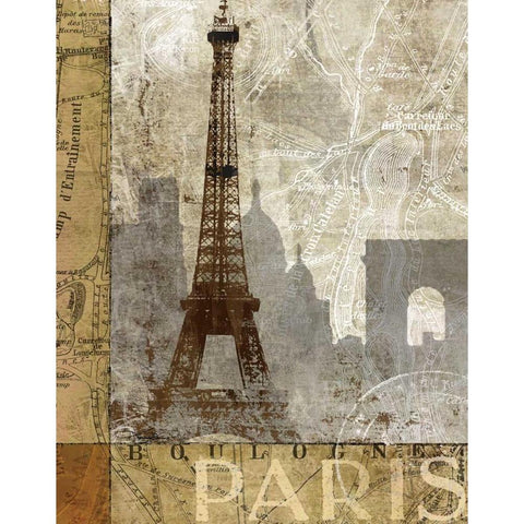 April In Paris Black Modern Wood Framed Art Print with Double Matting by Mallett, Keith