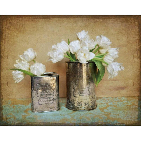 Vintage Tulips I White Modern Wood Framed Art Print by Atria, Cristin