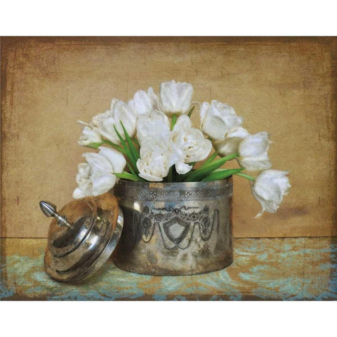 Vintage Tulips II Black Modern Wood Framed Art Print with Double Matting by Atria, Cristin