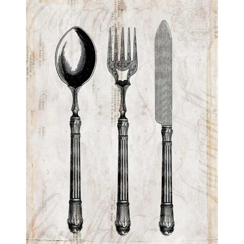 Silverware I Black Modern Wood Framed Art Print with Double Matting by Berg, Sabine