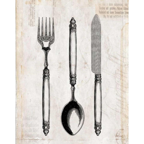 Silverware II Black Modern Wood Framed Art Print with Double Matting by Berg, Sabine