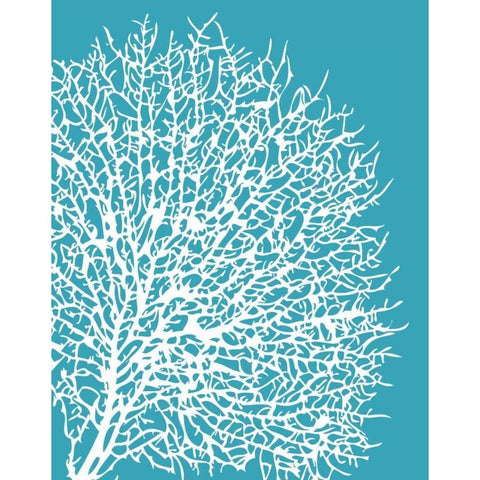 Aqua Coral II White Modern Wood Framed Art Print by Berg, Sabine