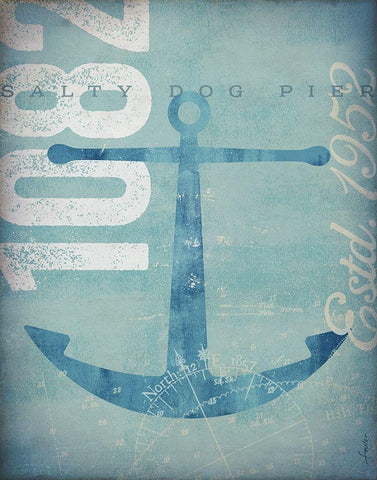 Nautical II - Anchor White Modern Wood Framed Art Print with Double Matting by Fowler, Stephen