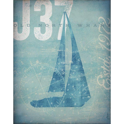Nautical III: Sailboat White Modern Wood Framed Art Print by Fowler, Stephen
