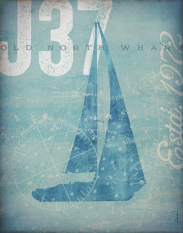 Nautical III: Sailboat White Modern Wood Framed Art Print with Double Matting by Fowler, Stephen