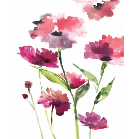 Razzleberry Blossoms Black Modern Wood Framed Art Print by Meyers, Rebecca