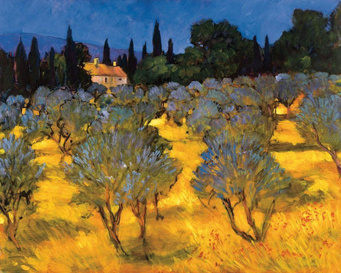 Les Olives en Printemps Black Ornate Wood Framed Art Print with Double Matting by Craig, Philip