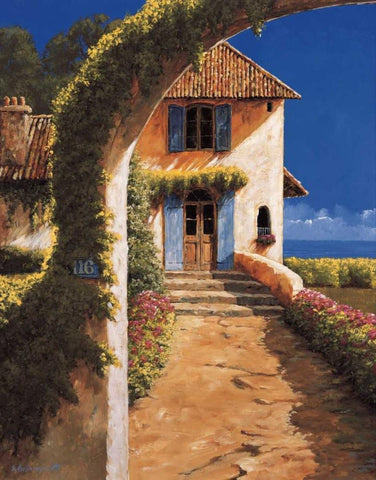 Welcoming Black Ornate Wood Framed Art Print with Double Matting by Archambault, Gilles