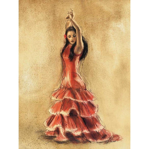 Flamenco Dancer I White Modern Wood Framed Art Print by Gold, Caroline