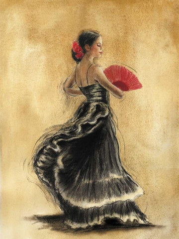 Flamenco Dancer II White Modern Wood Framed Art Print with Double Matting by Gold, Caroline