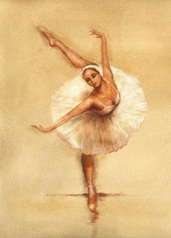 Ballerina I White Modern Wood Framed Art Print with Double Matting by Gold, Caroline