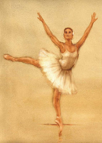 Ballerina II White Modern Wood Framed Art Print with Double Matting by Gold, Caroline