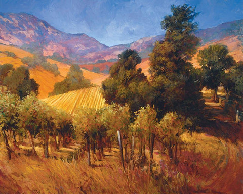 Southern Vineyard Hills White Modern Wood Framed Art Print with Double Matting by Craig, Philip