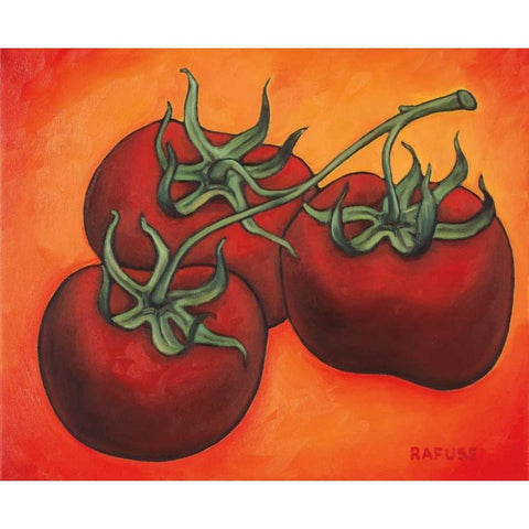 Three Tomatoes White Modern Wood Framed Art Print by Rafuse, Will