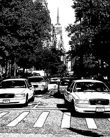 New York Minute I Black Ornate Wood Framed Art Print with Double Matting by Maihara/Watt, Jeff/Boyce