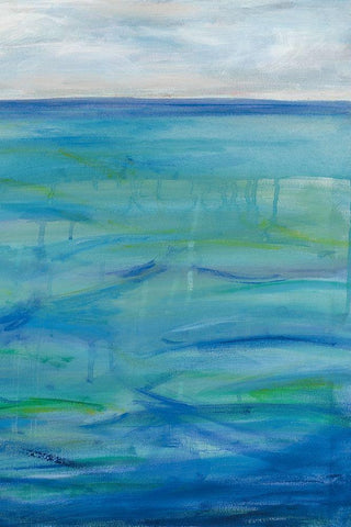 Deep Blue III White Modern Wood Framed Art Print with Double Matting by Eider, Georgia