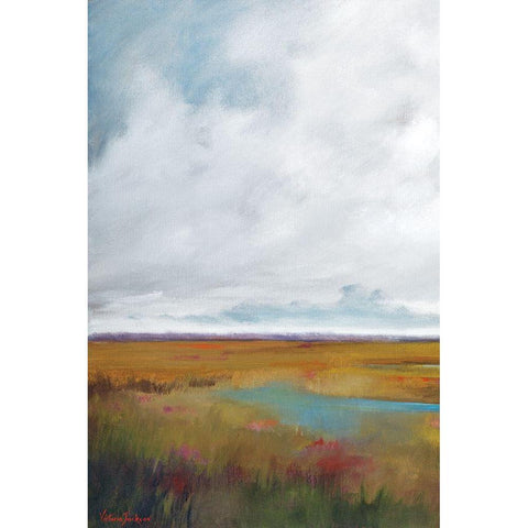 Sunset Over The Marsh I White Modern Wood Framed Art Print by Jackson, Victoria