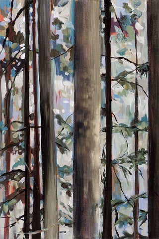 Whispering of the Branches I White Modern Wood Framed Art Print with Double Matting by Meyers, Rebecca