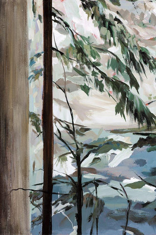 Whispering of the Branches II White Modern Wood Framed Art Print with Double Matting by Meyers, Rebecca