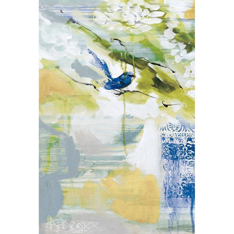 Blue Wrens I Gold Ornate Wood Framed Art Print with Double Matting by Jones, A.
