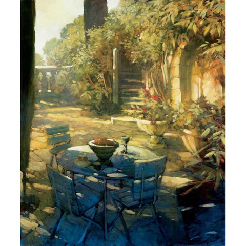 Sunlit Terrace Crillon le Brave Gold Ornate Wood Framed Art Print with Double Matting by Craig, Philip