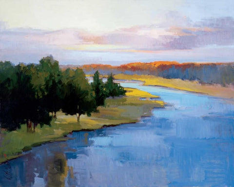 Royal River Black Ornate Wood Framed Art Print with Double Matting by McMurry, Vicki