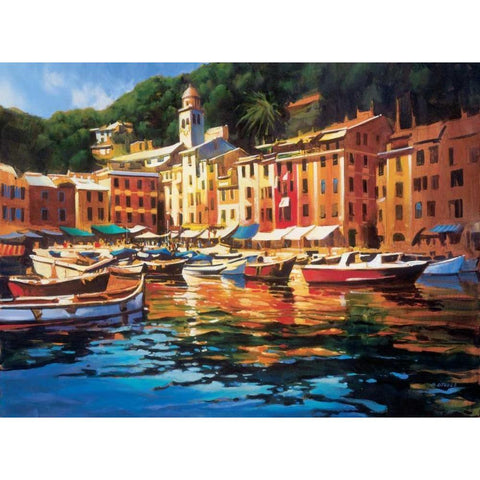 Portofino Colors Gold Ornate Wood Framed Art Print with Double Matting by OToole, Michael