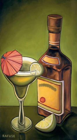 Lime Margarita White Modern Wood Framed Art Print with Double Matting by Rafuse, Will