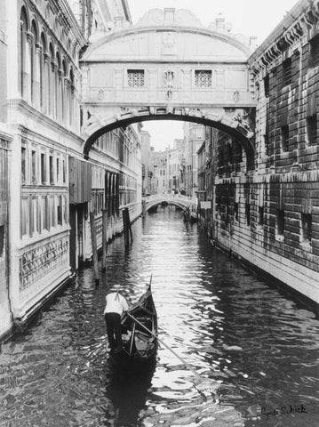 Venice Canal Black Ornate Wood Framed Art Print with Double Matting by Schick, Cyndi