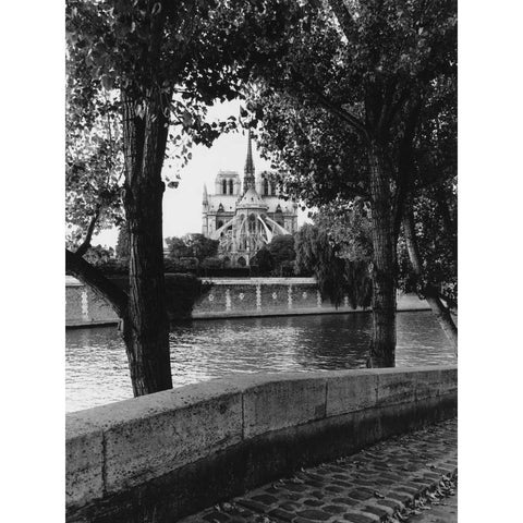 Notre Dame Black Modern Wood Framed Art Print with Double Matting by Davidson, Clay