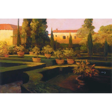 Verona Garden White Modern Wood Framed Art Print by Craig, Philip