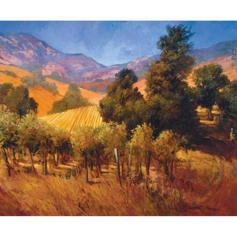 Southern Vineyard Hillside White Modern Wood Framed Art Print by Craig, Philip