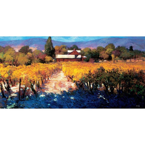 Vineyard Afternoon Gold Ornate Wood Framed Art Print with Double Matting by Craig, Philip