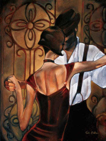Evening Tango Black Ornate Wood Framed Art Print with Double Matting by Biddle, Trish