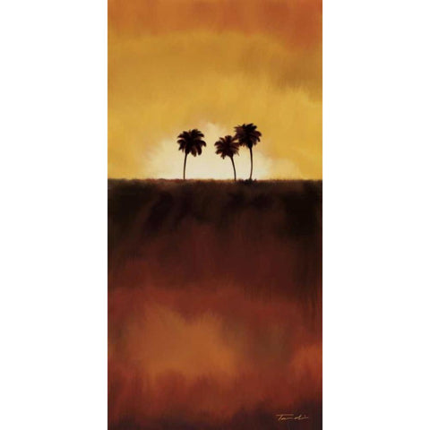 Sunset Palm I Black Modern Wood Framed Art Print with Double Matting by Venter, Tandi
