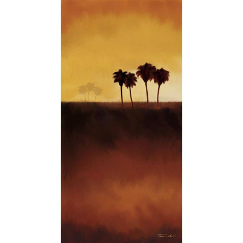Sunset Palm II White Modern Wood Framed Art Print by Venter, Tandi