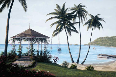 Caribbean Dreams Black Ornate Wood Framed Art Print with Double Matting by Saunders, Bill
