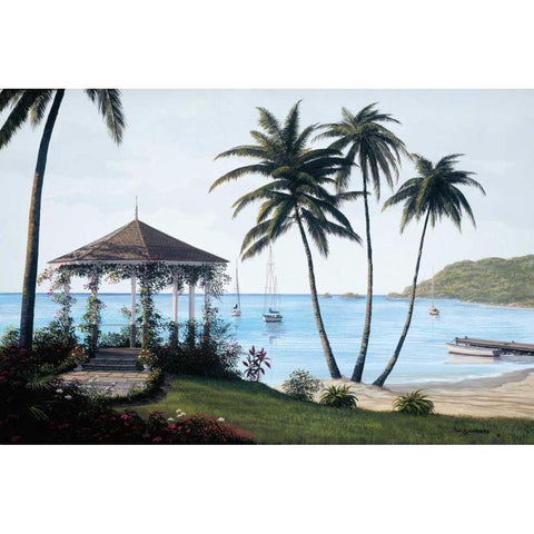 Caribbean Dreams Black Modern Wood Framed Art Print with Double Matting by Saunders, Bill