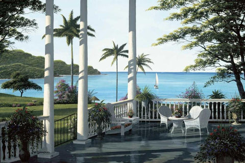 Caribbean Comfort Black Ornate Wood Framed Art Print with Double Matting by Saunders, Bill