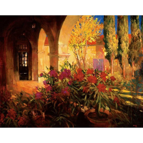 Twilight Courtyard Black Modern Wood Framed Art Print by Craig, Philip